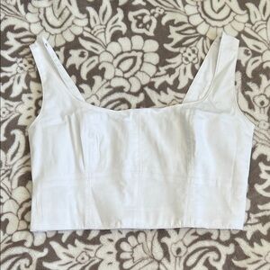 Banana Republic White Linen Blend Crop Top